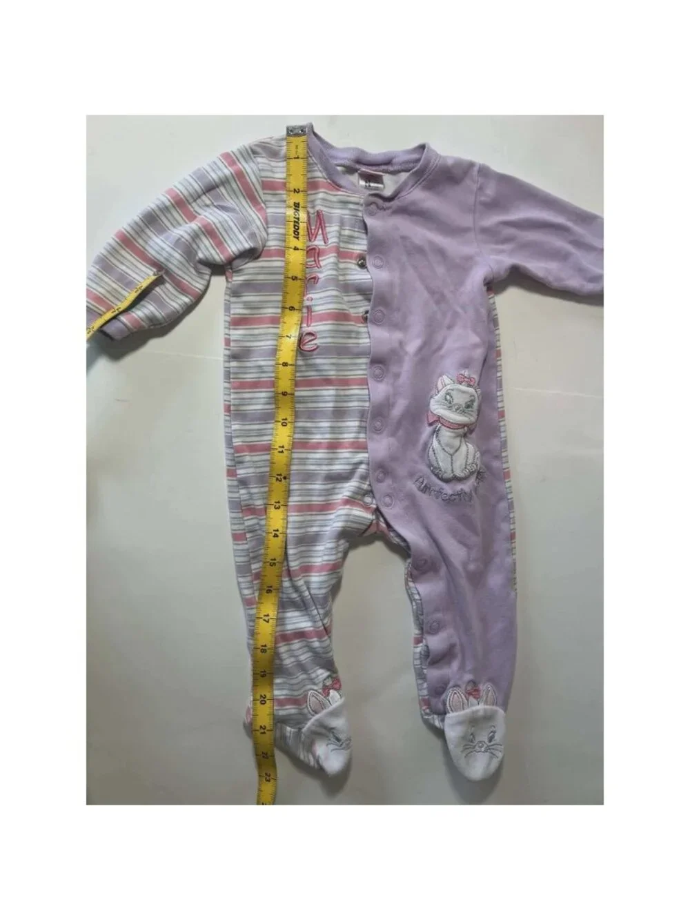 Disney Baby Marie Aristocats Footed Sleeper Purple Striped 12M One Piece Pajamas
